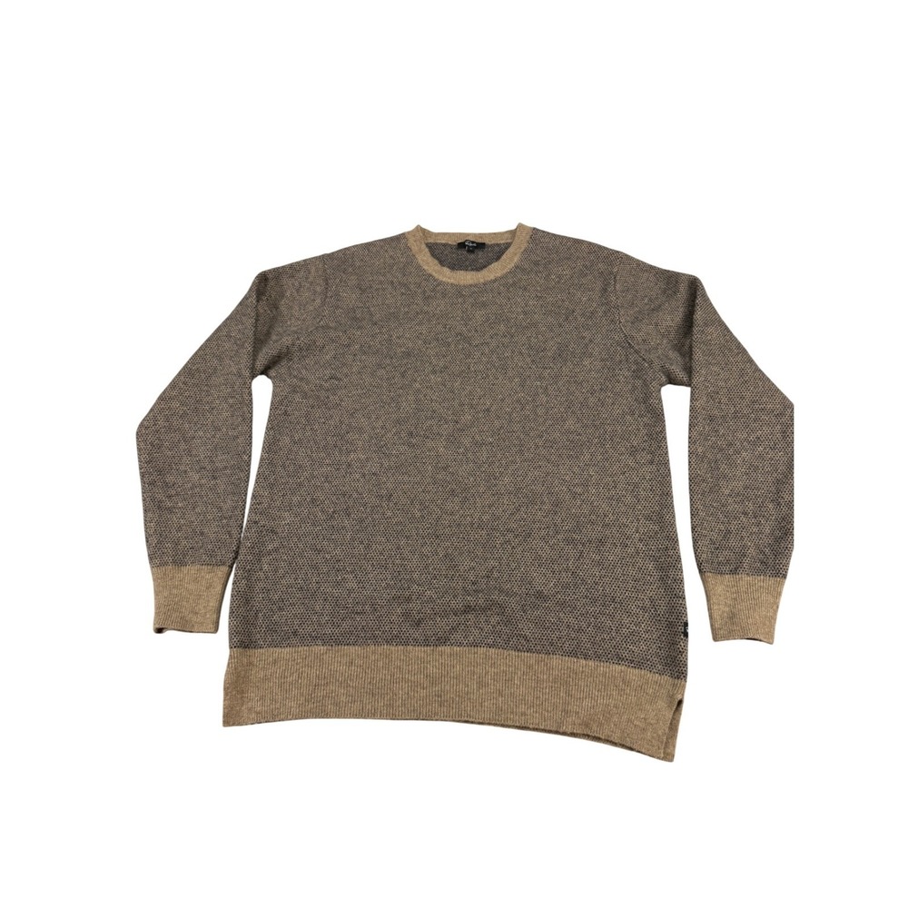 Rails Mens Brown Tan Wool Blend Micro Pattern Crew Neck Sweater Size Large L